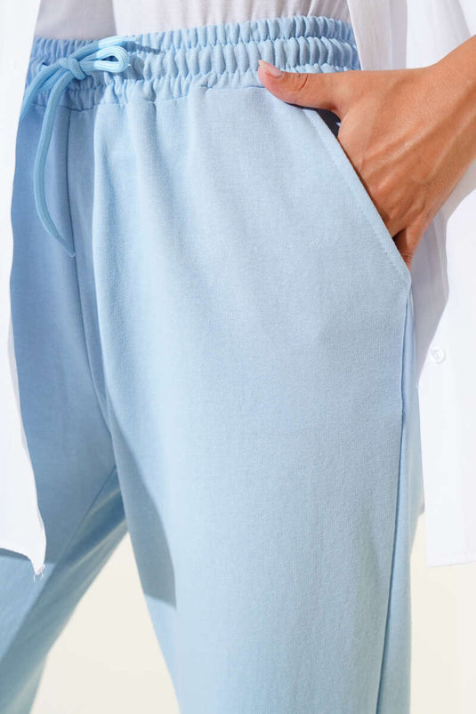 Bel Ve Bilek Lastikli Jogger Pantolon Bebe Mavi