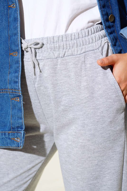 Pantalón Jogger Elástico Cintura Y Tobillo Gris