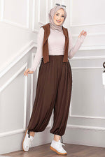 Pantalon Salwar À Taille Et Poignets Réglables Couleur Tabac