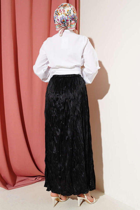 White Short Shirt with Belt Detail