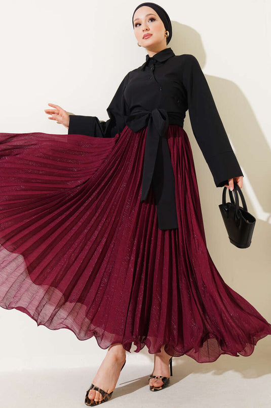 Belden Bağlama Detaylı Kısa Gömlek Siyah