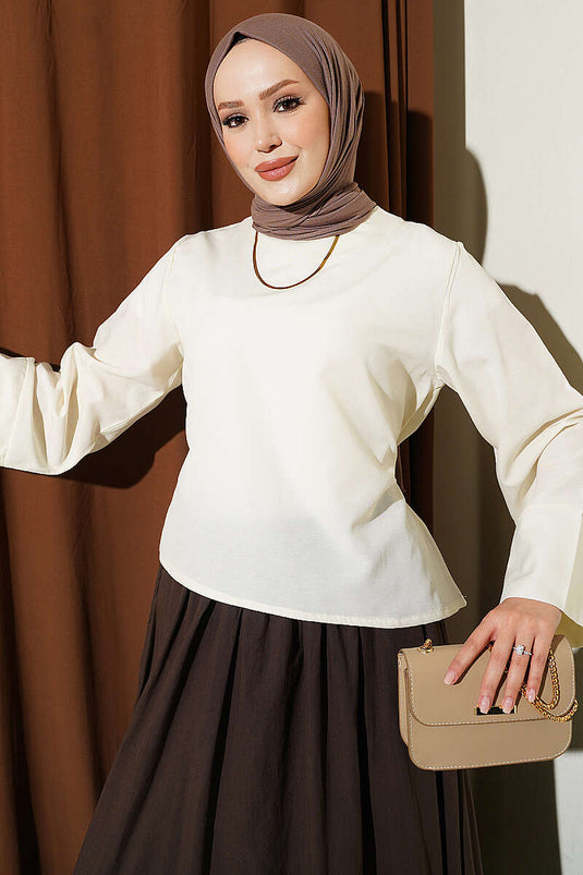 Blouse Large À Ceinture Et Décorée