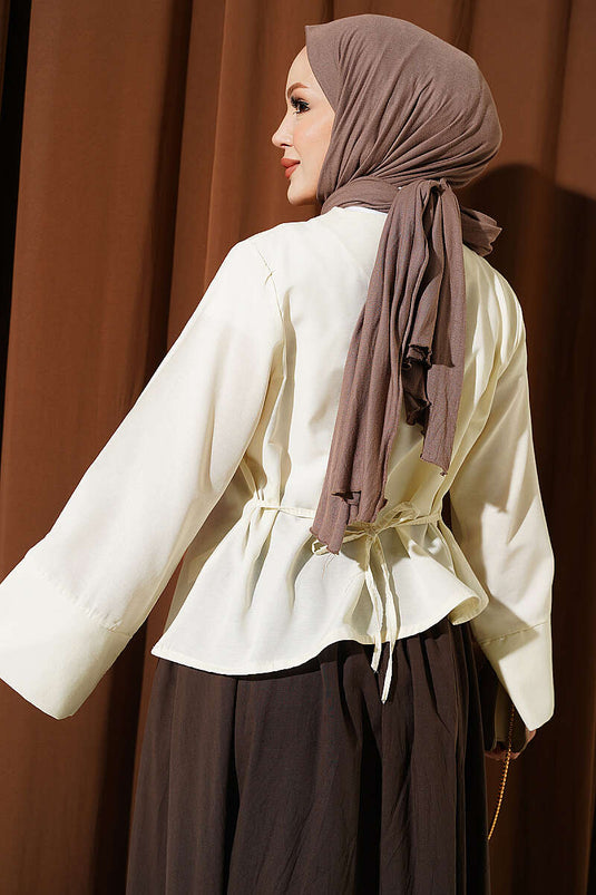 Blouse Large À Ceinture Et Décorée