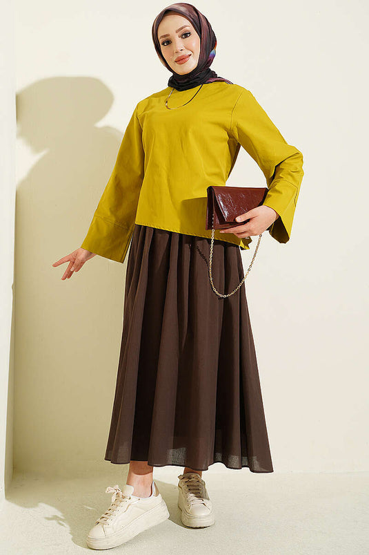 Chemise Ample À Ceinture Vert Olive