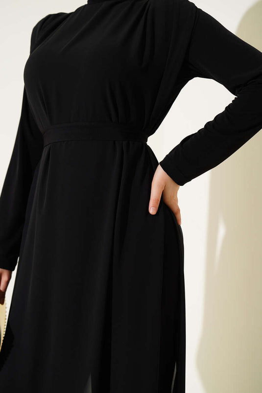 Combinaison en mousseline nouée à la taille noire