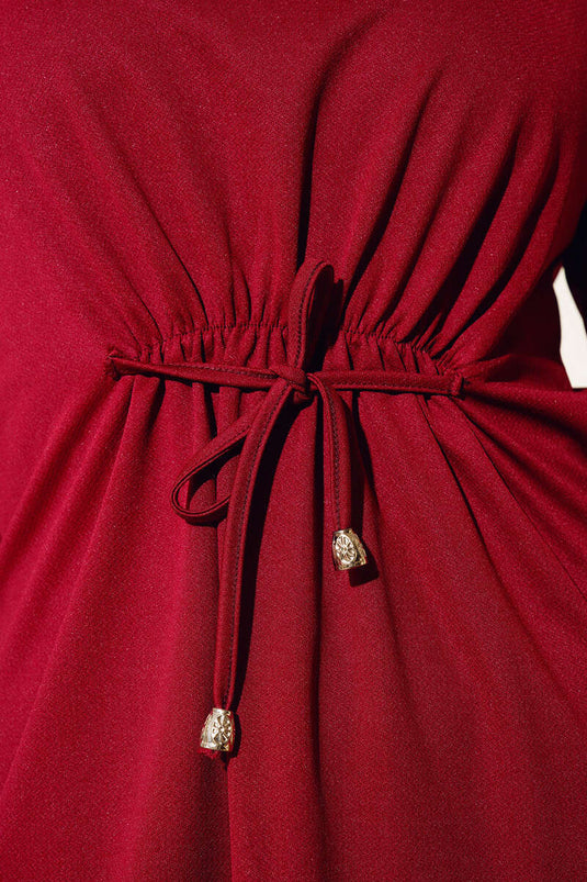 Costume double avec taille froncée et détail corde Rouge Claret