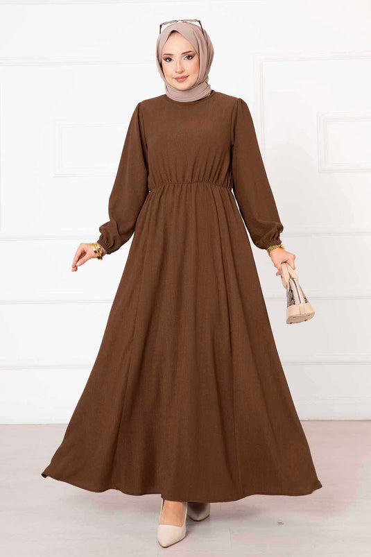 Robe Taille Froncée Marron