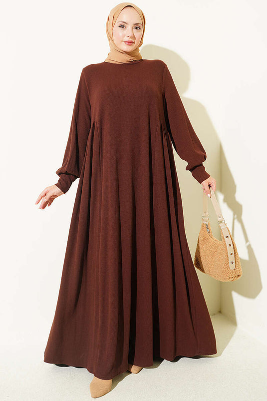 Robe Ample En Maille Avec Ceinture Café