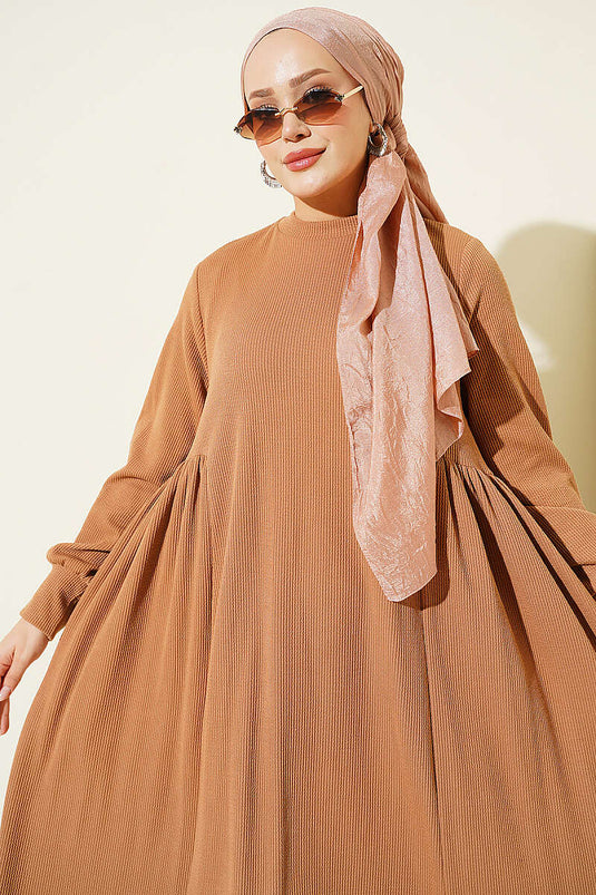 Robe Ample En Maille Latte Avec Ceinture