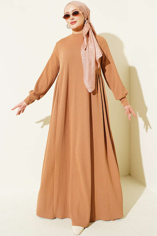 Robe Ample En Maille Latte Avec Ceinture