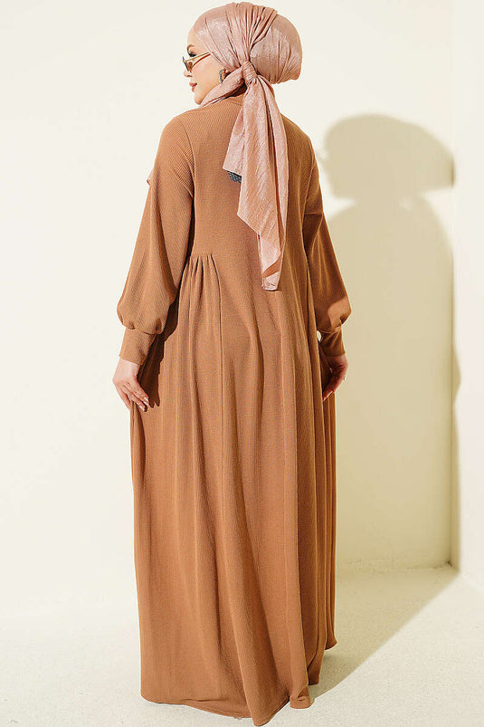 Robe Ample En Maille Latte Avec Ceinture