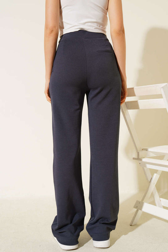 Buy Wide-Leg Pants with Velcro in Smoke Color