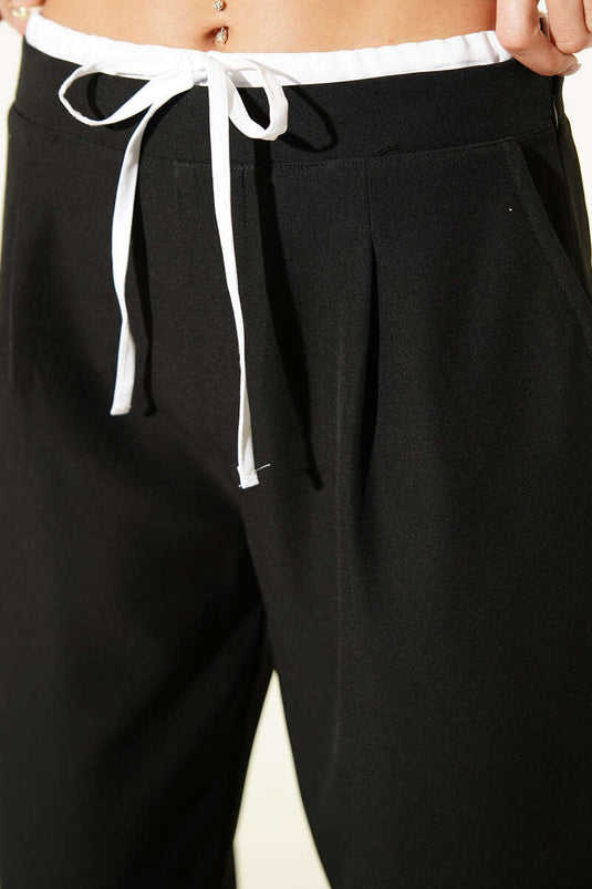 Buy Trousers with Zipper and Trim Black
