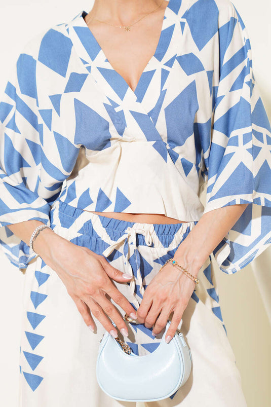 Beli Gipeli Crop İkili Takım İndigo