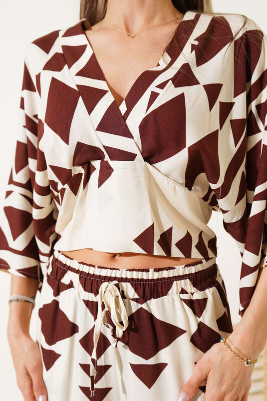 Beli Gipeli Crop İkili Takım Kahve