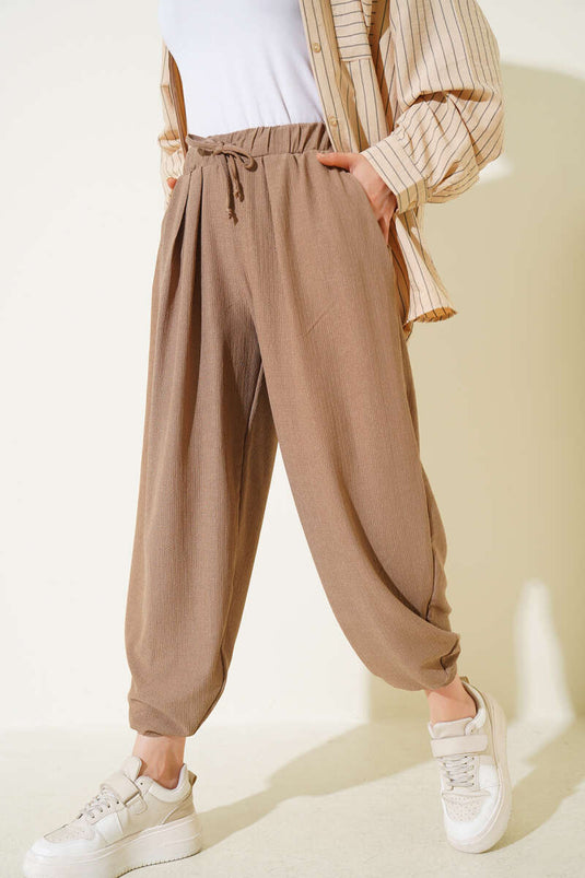 بنطلون شالوار بخصر مربوط من المنك