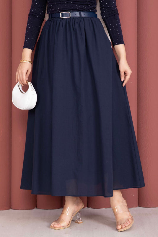 Jupe d'été sportive avec ceinture et poches, bleu marine