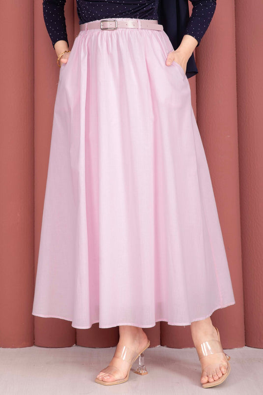 Jupe d'été sportive rose avec ceinture et poches