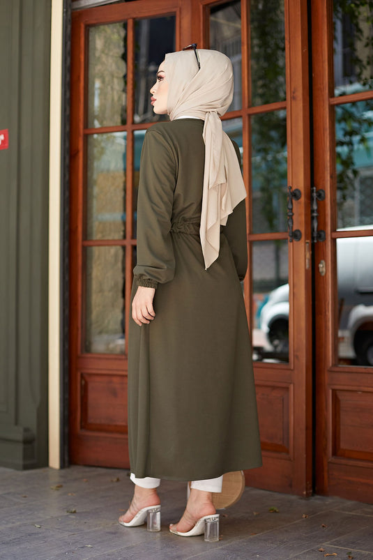 Hijab-Kimono mit Taillengürtel 5587-02 Khaki