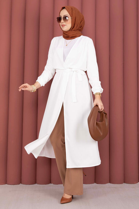 Kimono Modesto Con Cintura 5587 Bianco