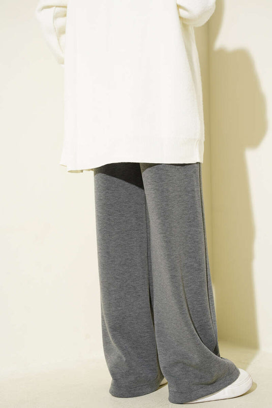 Beli Lastik Detaylı Çımalı Pantolon Füme