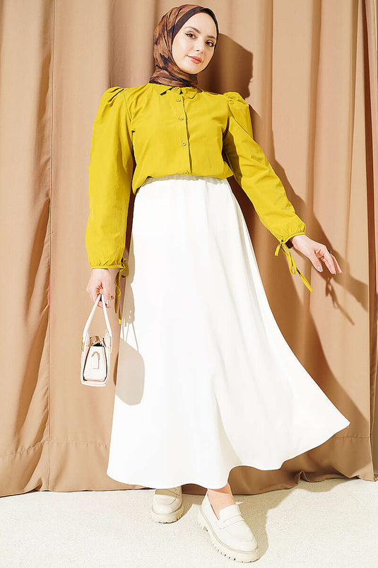 Buy Basic Satin Skirt with Elastic Waist White