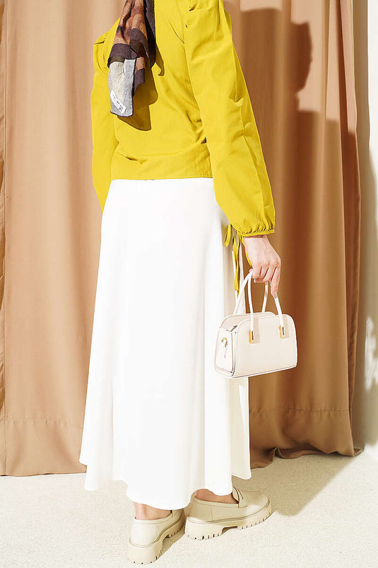 Buy Basic Satin Skirt with Elastic Waist White