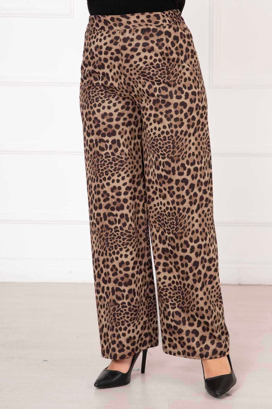 Elastische taille gevlekte broek -3