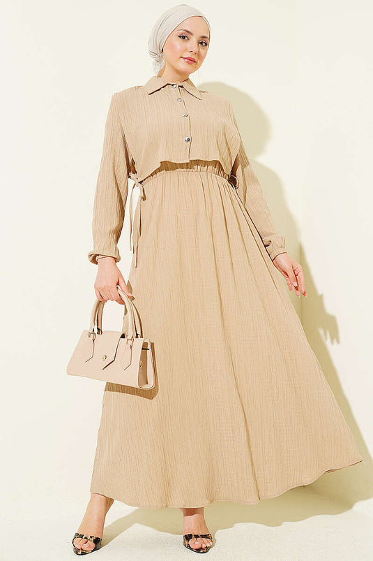 Acheter robe beige en écorce d'arbre avec boléro élastique ample