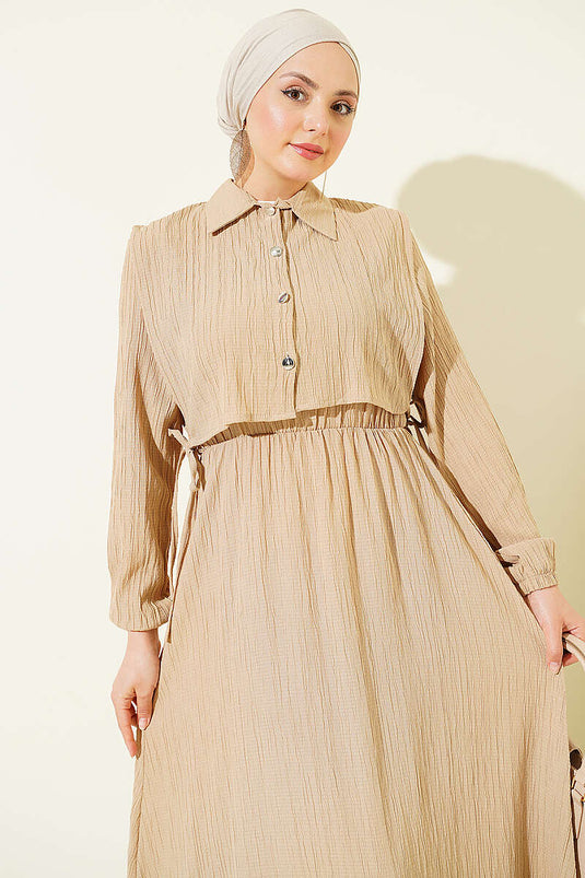 Acheter robe beige en écorce d'arbre avec boléro élastique ample