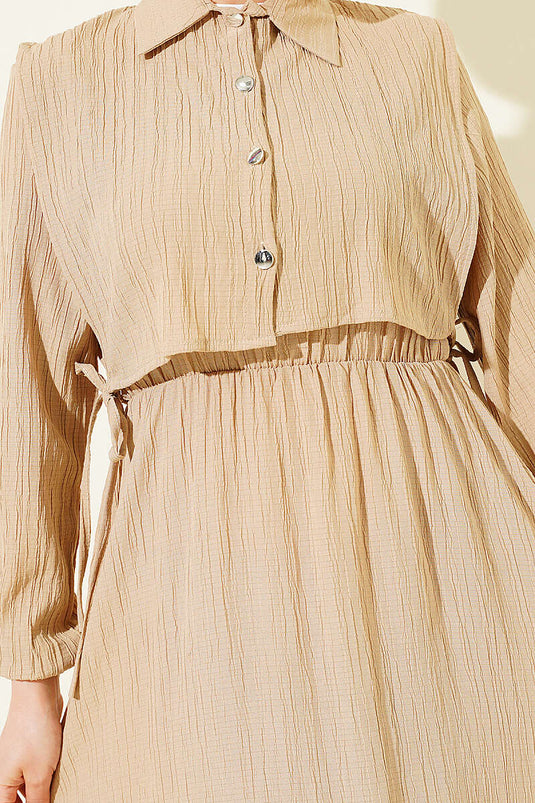 Acheter robe beige en écorce d'arbre avec boléro élastique ample