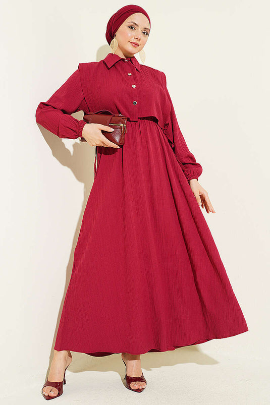 Acheter robe en écorce d'arbre avec boléro élastique bordeaux