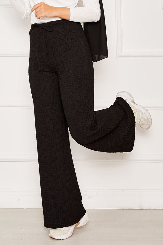 بنطال بابل بخصر مطاطي أسود