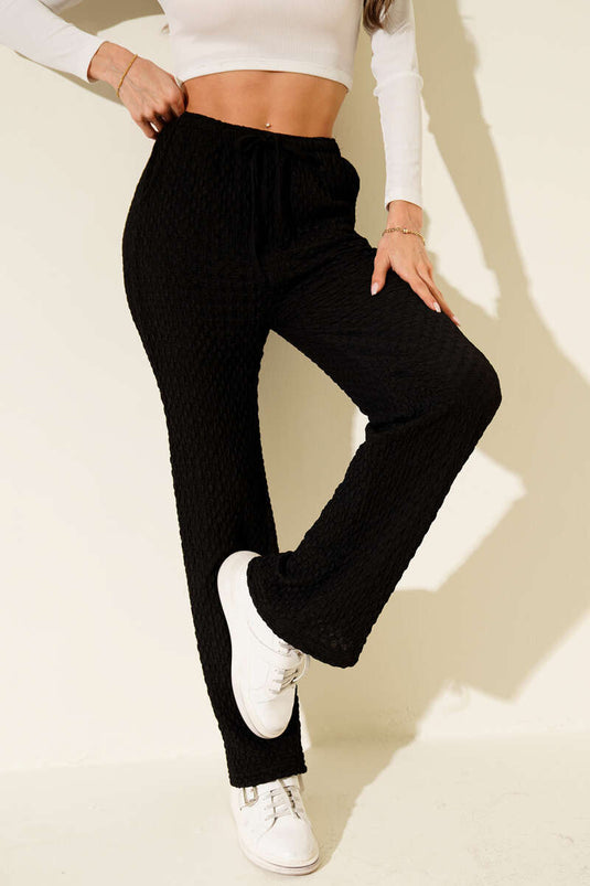 بنطال أسود من الكريب بخصر مطاطي