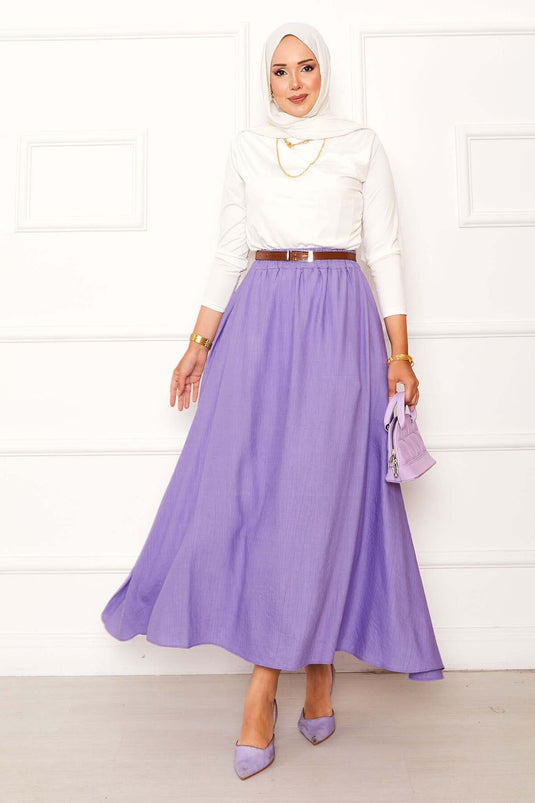 Elastic Waist Pocket Detailed Skirt Lilac