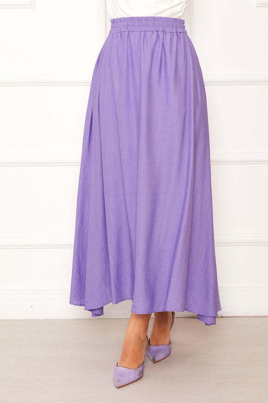 Elastic Waist Pocket Detailed Skirt Lilac