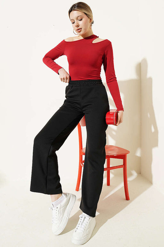 Buy Black Elastic Waist Pocket Pants