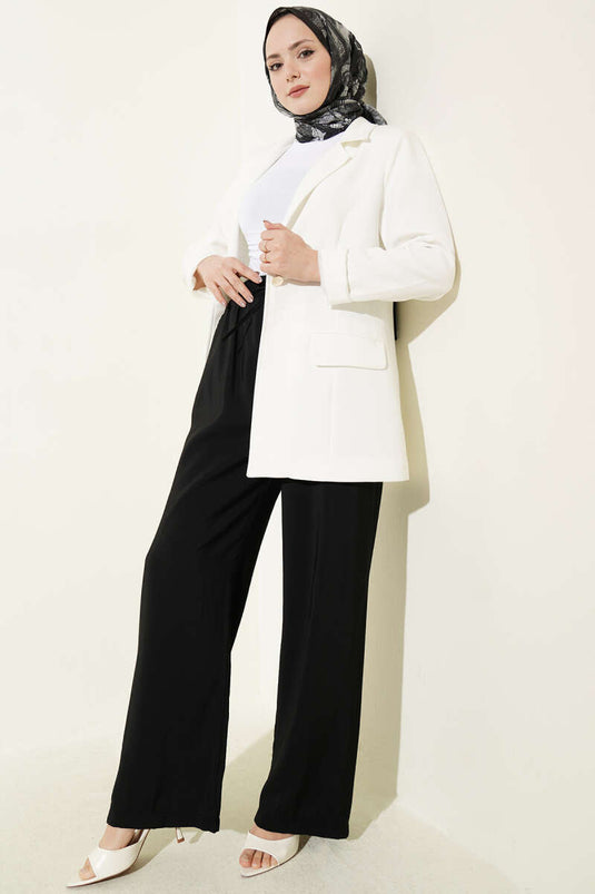 Pantalon en modal avec poches et taille élastique noir