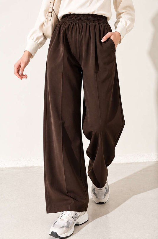 Pantalon Dabıl À Taille Élastiquée Marron