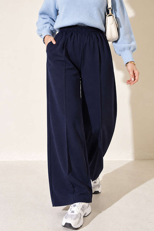 Elasticated Navy Dabıl Pants