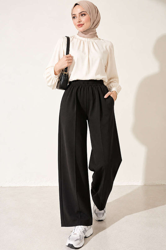 Pantalones Dabıl Negros De Cintura Elástica