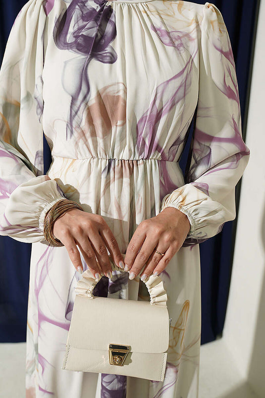 Robe En Satin Violet À Taille Élastiquée