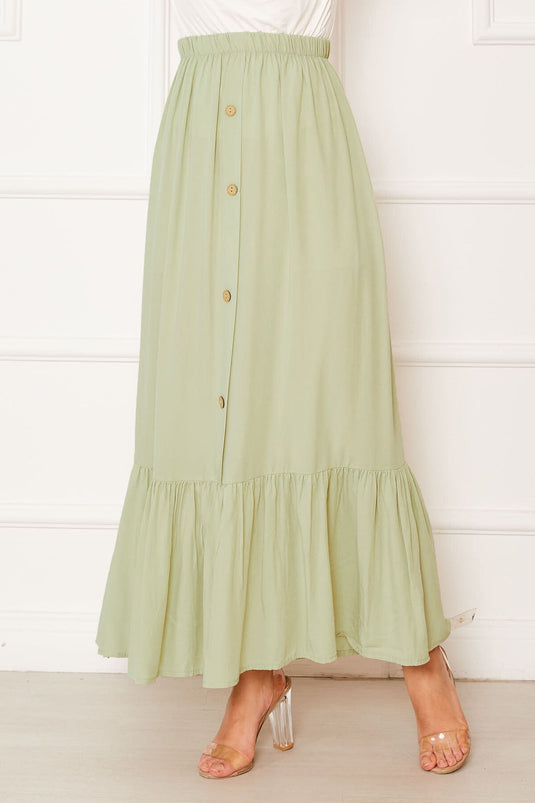 Jupe hijab à taille élastique et boutons détaillés, vert aqua