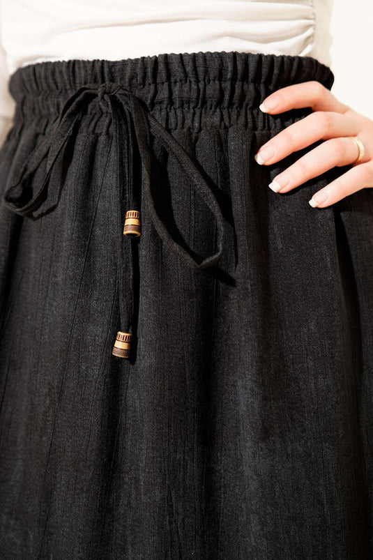 Jupe élastiquée à volants noire