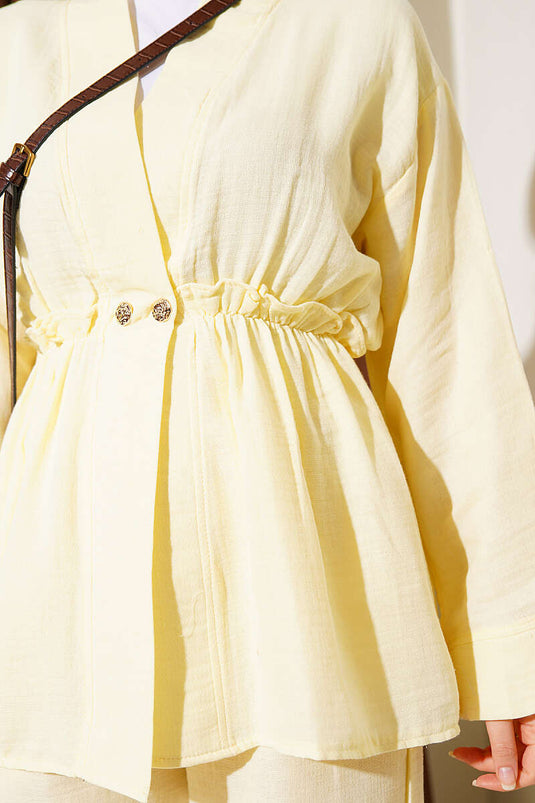 Ensemble double en mousseline à volants avec élastique jaune