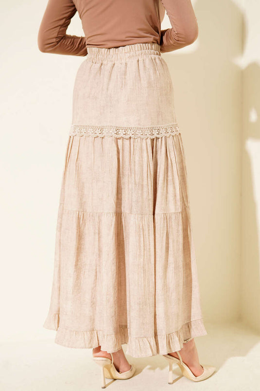 Acheter jupe beige élastiquée avec nœud