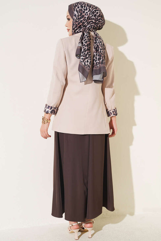 Elastic Waist Wide Leg Fabric Trousers In Spicy Brown