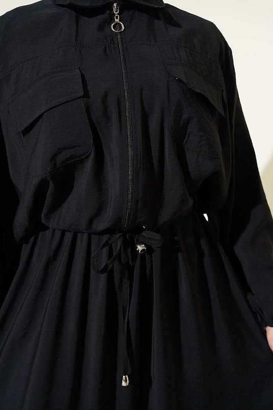 Acheter ensemble jupe salopette à col chemise élastique noir