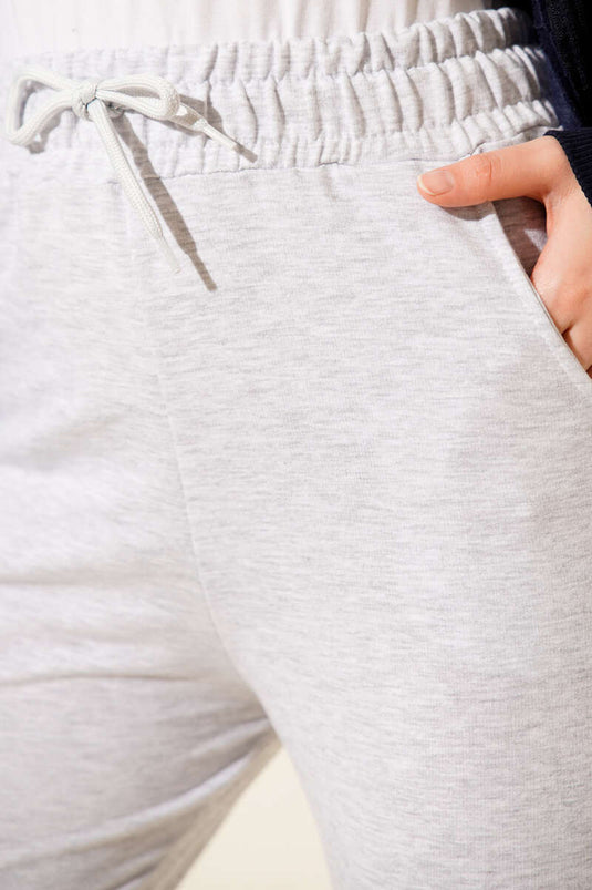 Hose mit elastischem Bund, doppelt gewebt, meliertes Grau