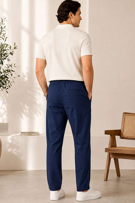 Beli Lastikli İnce Kot Erkek Pantolon Lacivert
